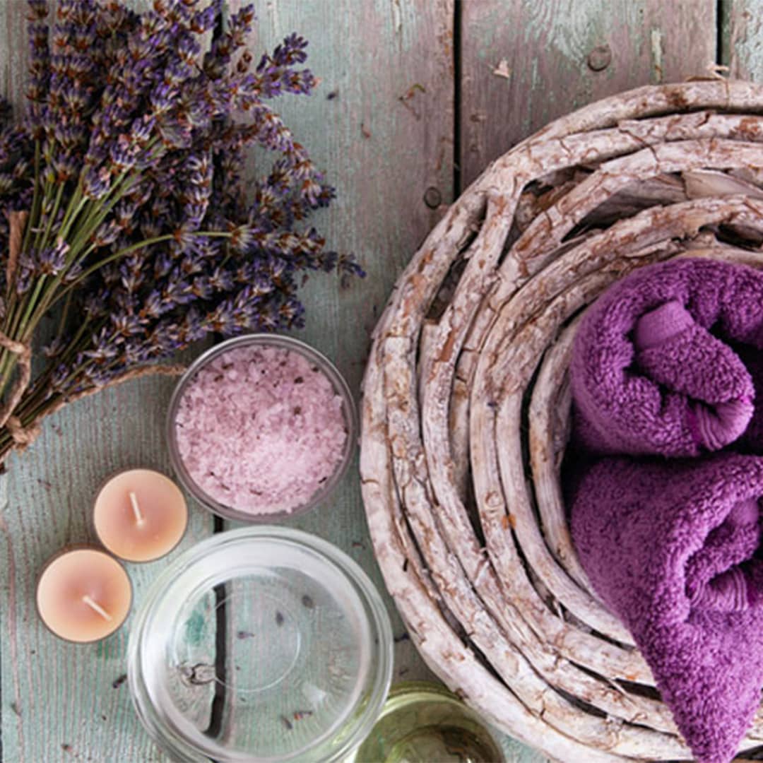 Lavender with purple towel